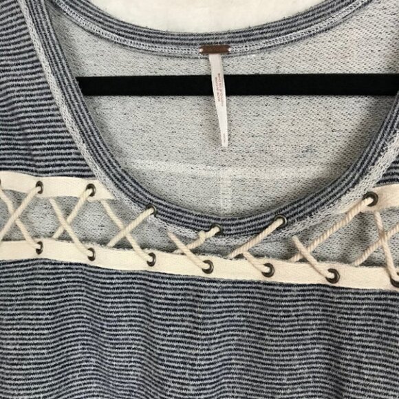 Free People Blue and White Striped Sweatshirt Size S - Picture 3 of 7